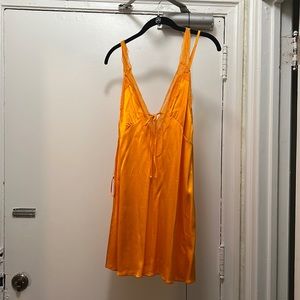 Orange zara mini dress with lace trim - size small